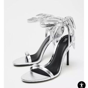 Zara Metallic Silver Heels
